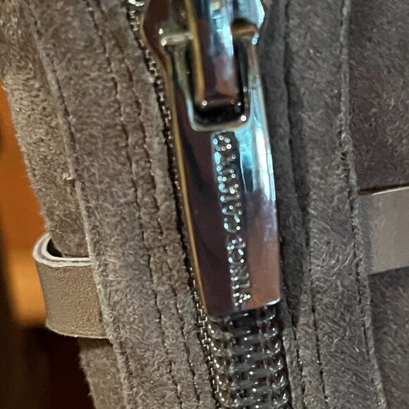 NEW Vince Camuto Tornado Gray Carsey Suede Caged Tall Back Zip Stiletto Boots - Picture 9 of 16